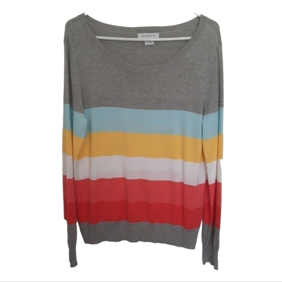 LIZ Claiborne Spring Colors Striped Sweater Large - Picture 1 of 6